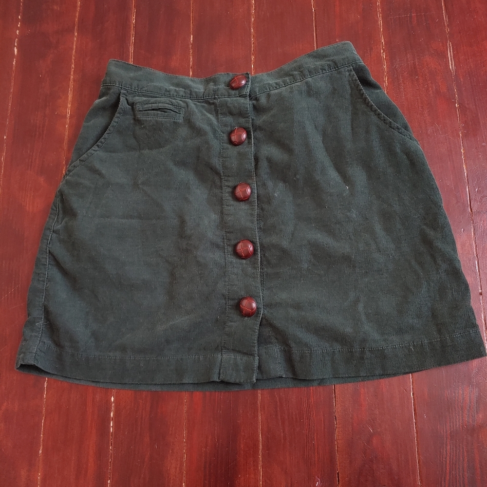 Green corduroy skirt